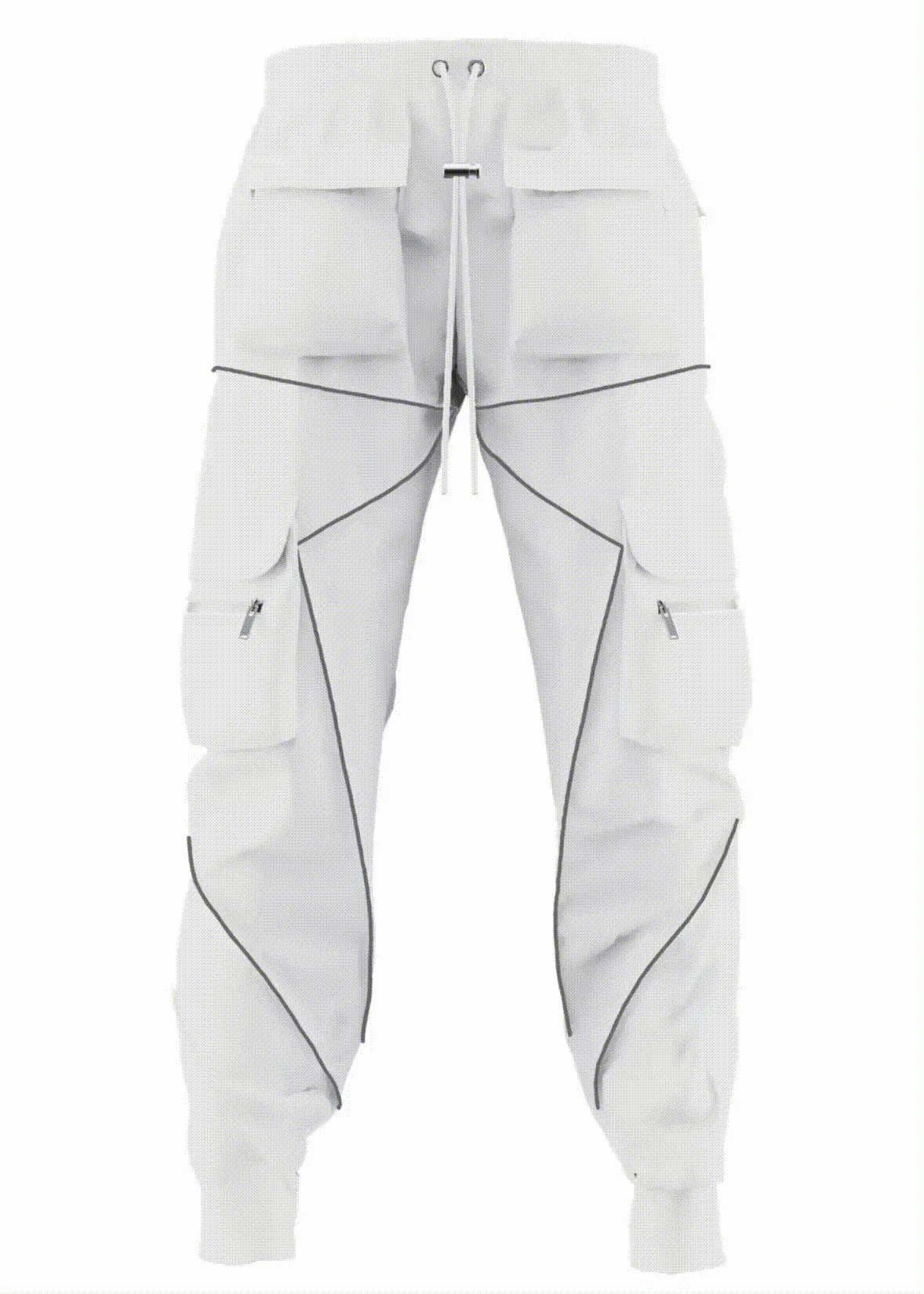 American Reflective Line Cargo Pants-White