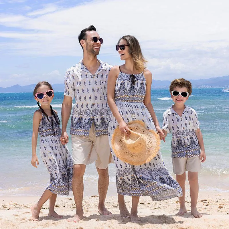 Boho Chic Family Matching Outfit - Flowy Skirts and Paisley Shirts