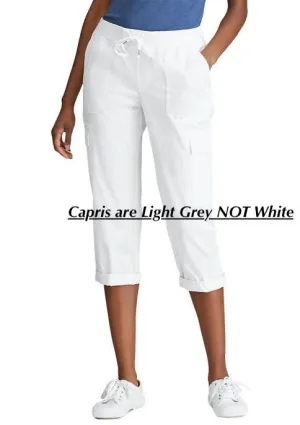 Chaps Twill Pull On Capri Pants, Women's Grey, Sz L! Retails $60US 