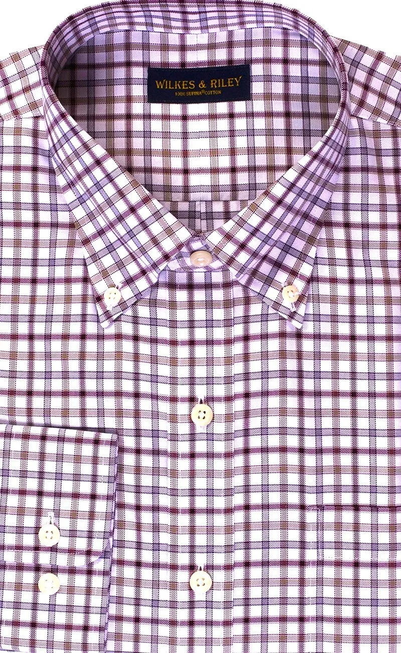 Classic Fit Olive Multi Twill Plaid Button-Down Collar Non-Iron Sport Shirt
