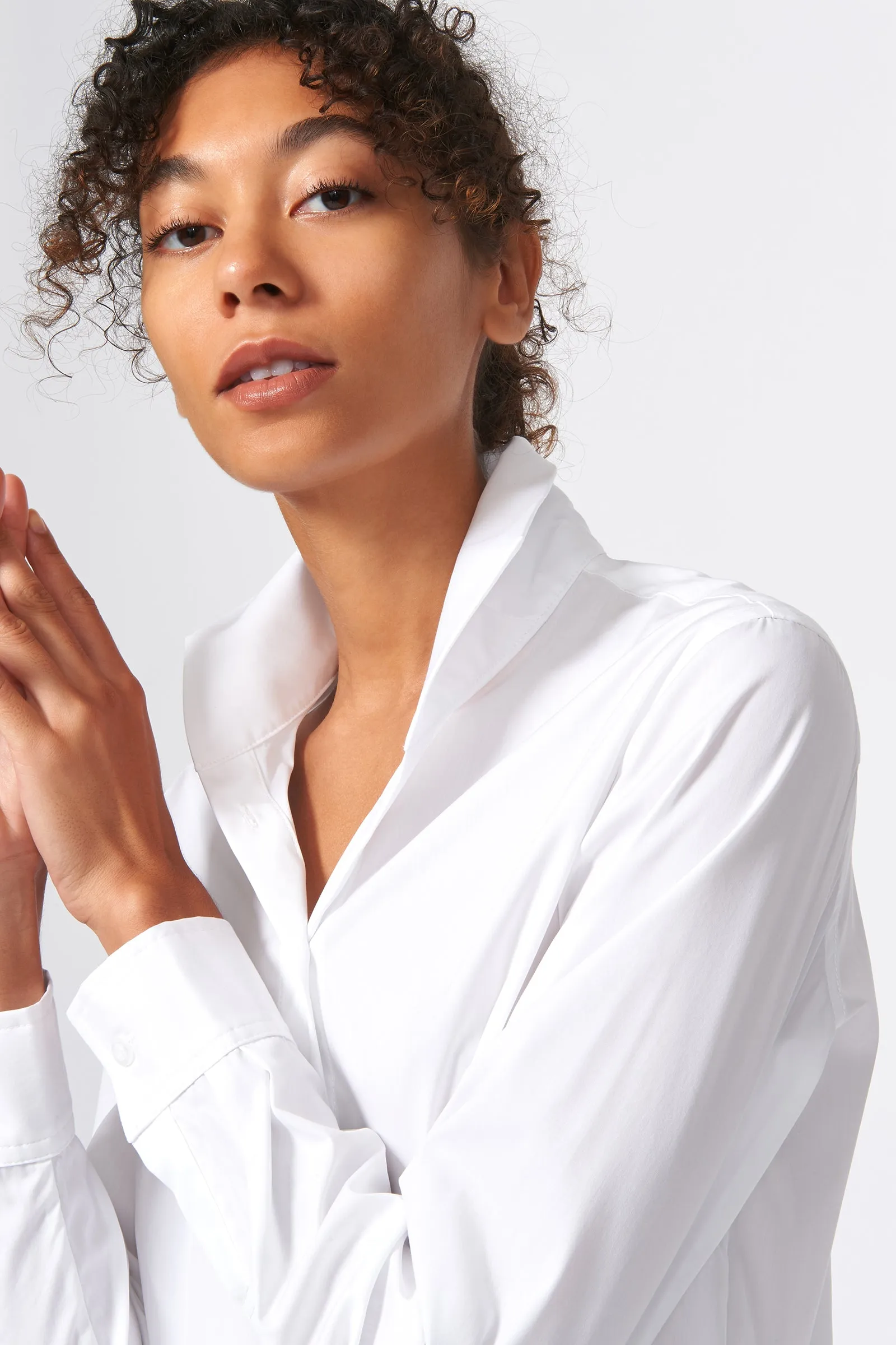 Ginna Tailored Shirt- White Stretch