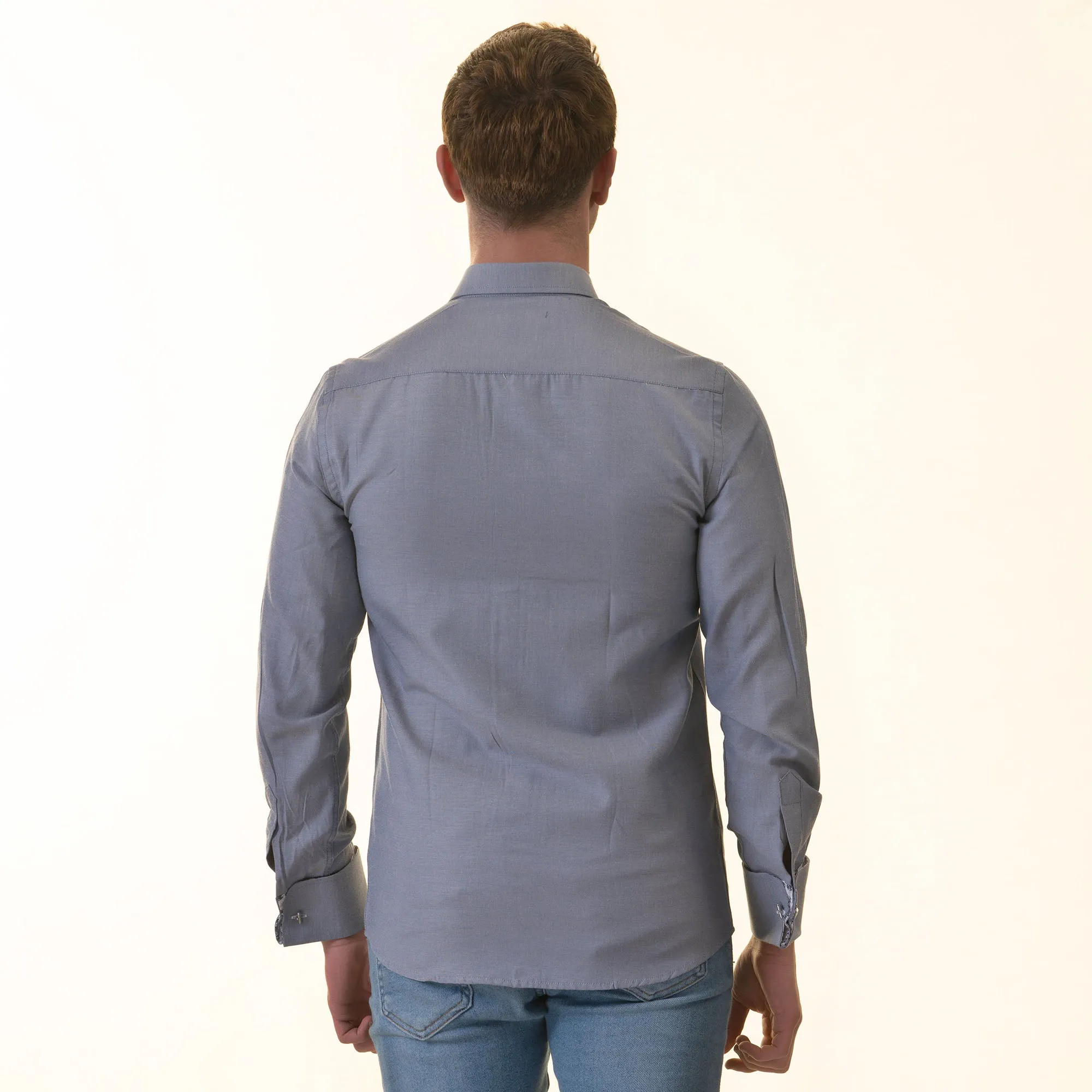 Grayish inside Floral Mens Slim Fit Designer French CuffShirt - tailored Cotton Shirts for Work and Casual Wear