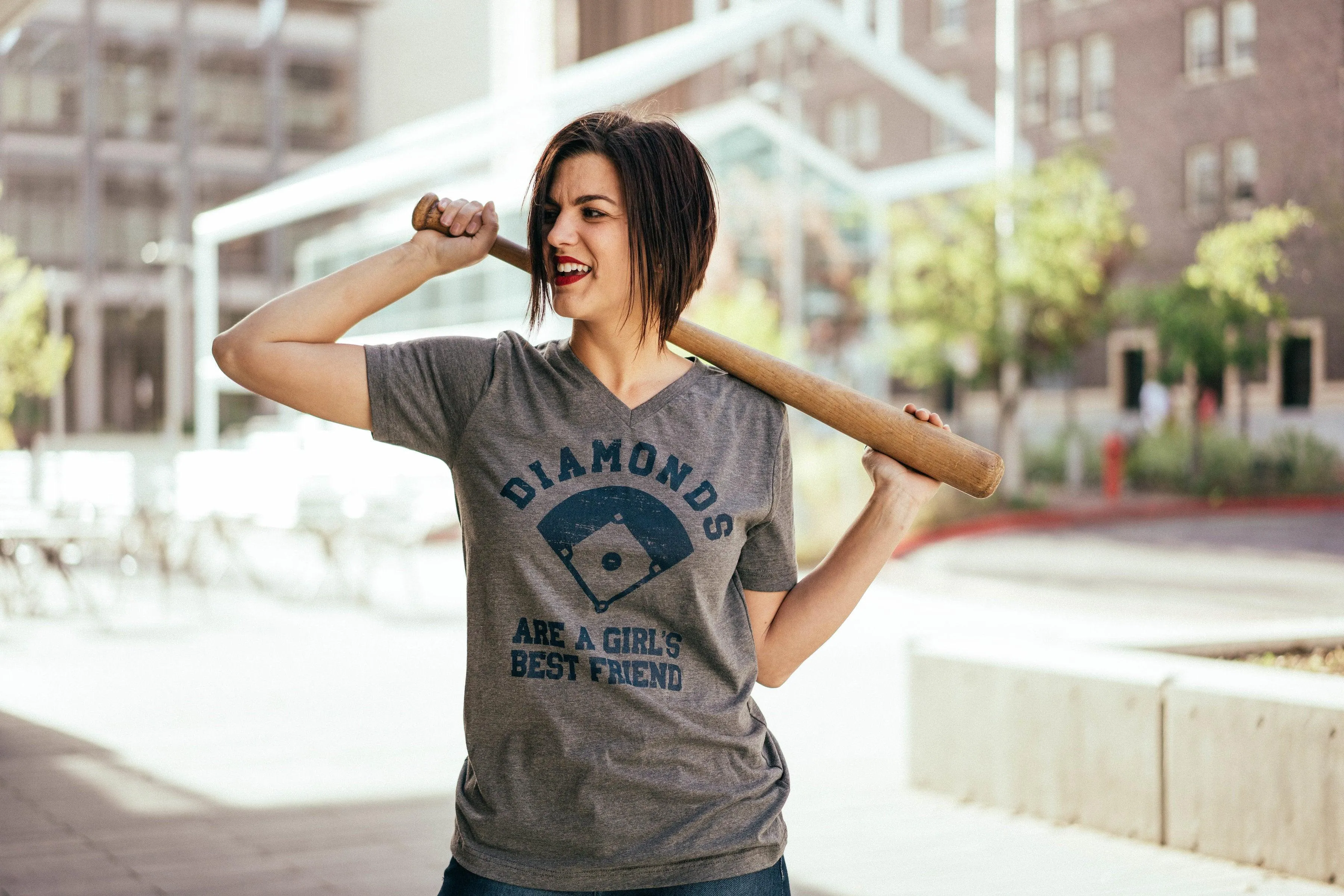 Hazel Blues® | Diamonds Are a Girl's Best Friend V-Neck Tee
