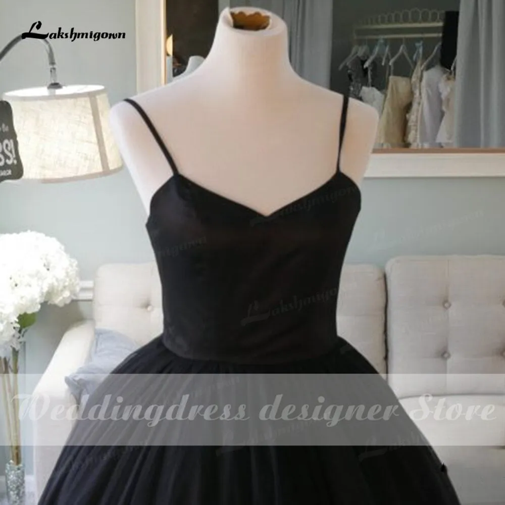 Roycebridal Simple Spaghetti Straps Black Wedding Dresses  Vintage Gothic robe de mariee Handmade Formal Bride Dress Princess Wedding